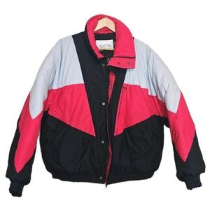 VTG Pacific Trail Puffer Winter Jacket Mens Sz L Fowl Feather Down Color Block